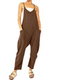 Women's Pocketed Spaghetti Strap Knitted Jumpsuit