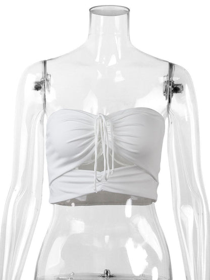 Women's Crop Tube Top with Adjustable Tie Strings