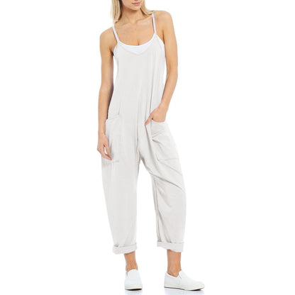 Women's Pocketed Spaghetti Strap Knitted Jumpsuit