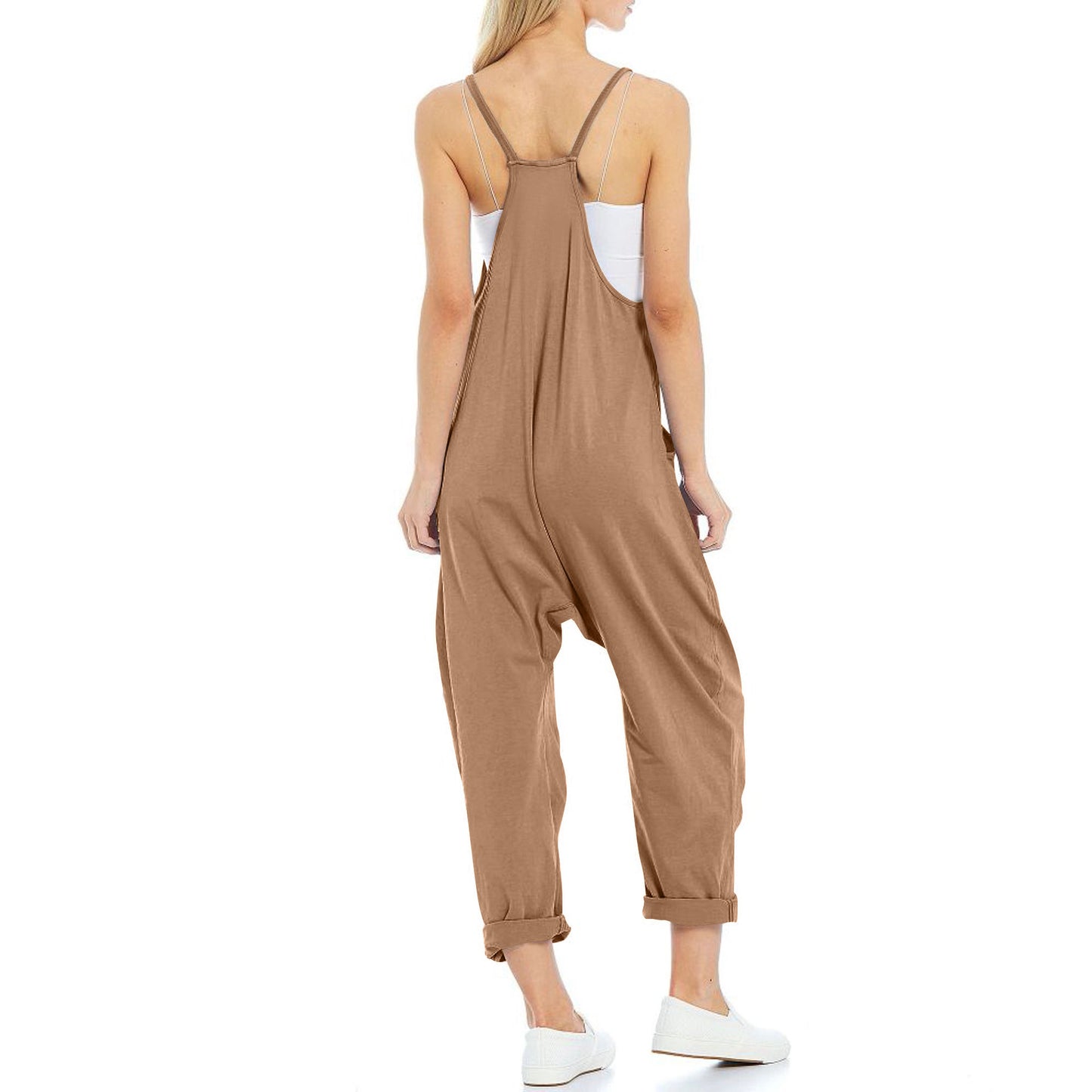 Women's Pocketed Spaghetti Strap Knitted Jumpsuit