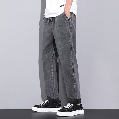 Men's Summer Loose Wide Leg Jeans - Elastic Waist Pants