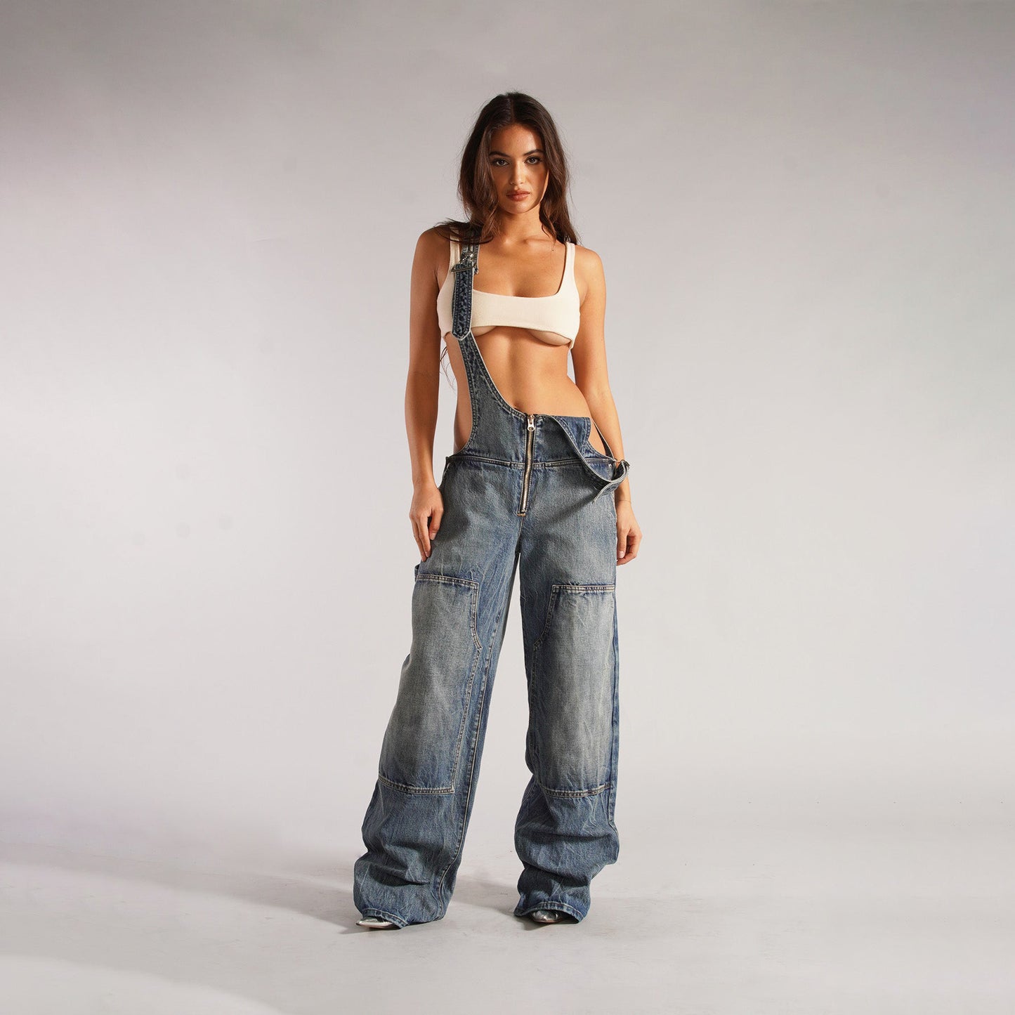 Urban Zip Pocket Denim Overalls