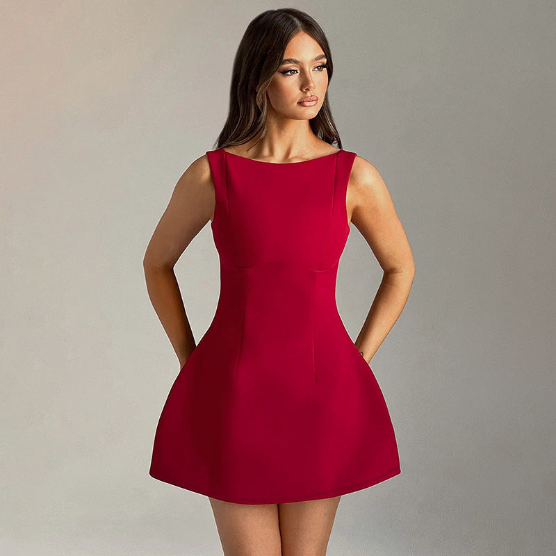 Slim-Fitting Sexy Backless Sleeveless Summer Mini Dress